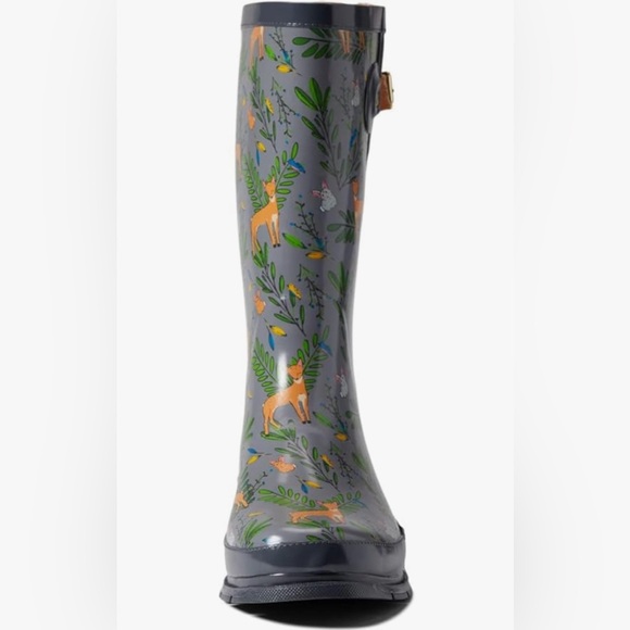 🦌WESTERN CHIEF OH DEER LINED CHARCOAL RUBBER RAIN BOOTS 8 - Picture 2 of 10